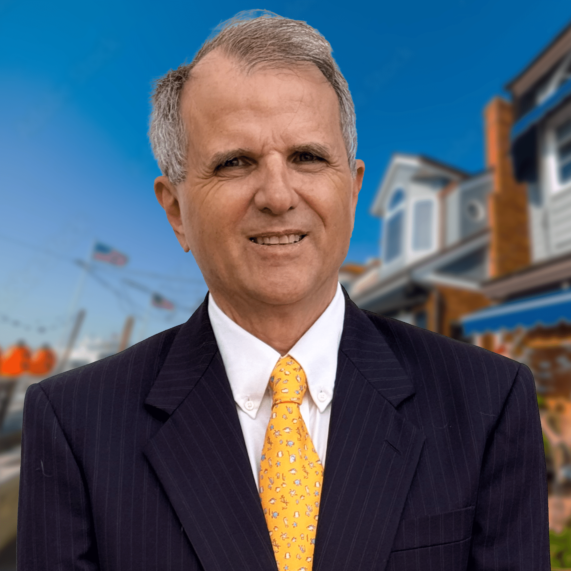 Walter Stahr, candidate for Newport Beach City Council with homes in the background