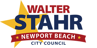 Walter Stahr for Newport Beach City Council logo in red, blue and yellow